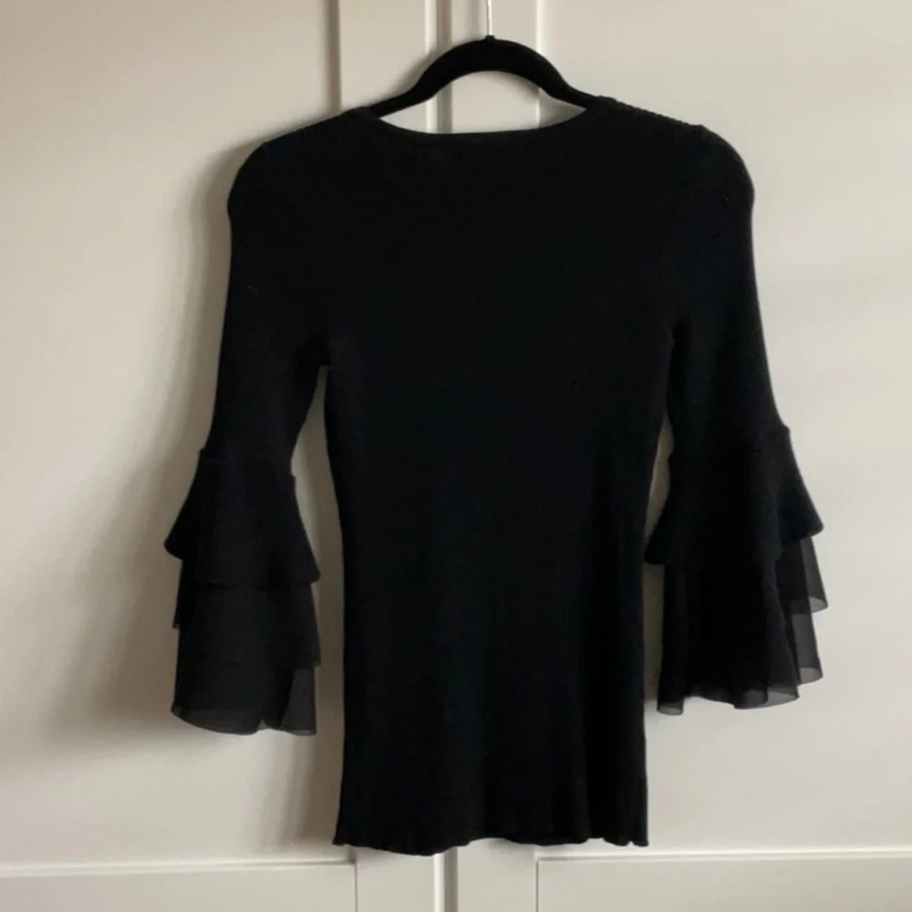 Black Ruffle Sleeve Top - Picture 3 of 6